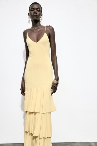 MIDI RUFFLE DRESS - Yellow by Zara - Image 1