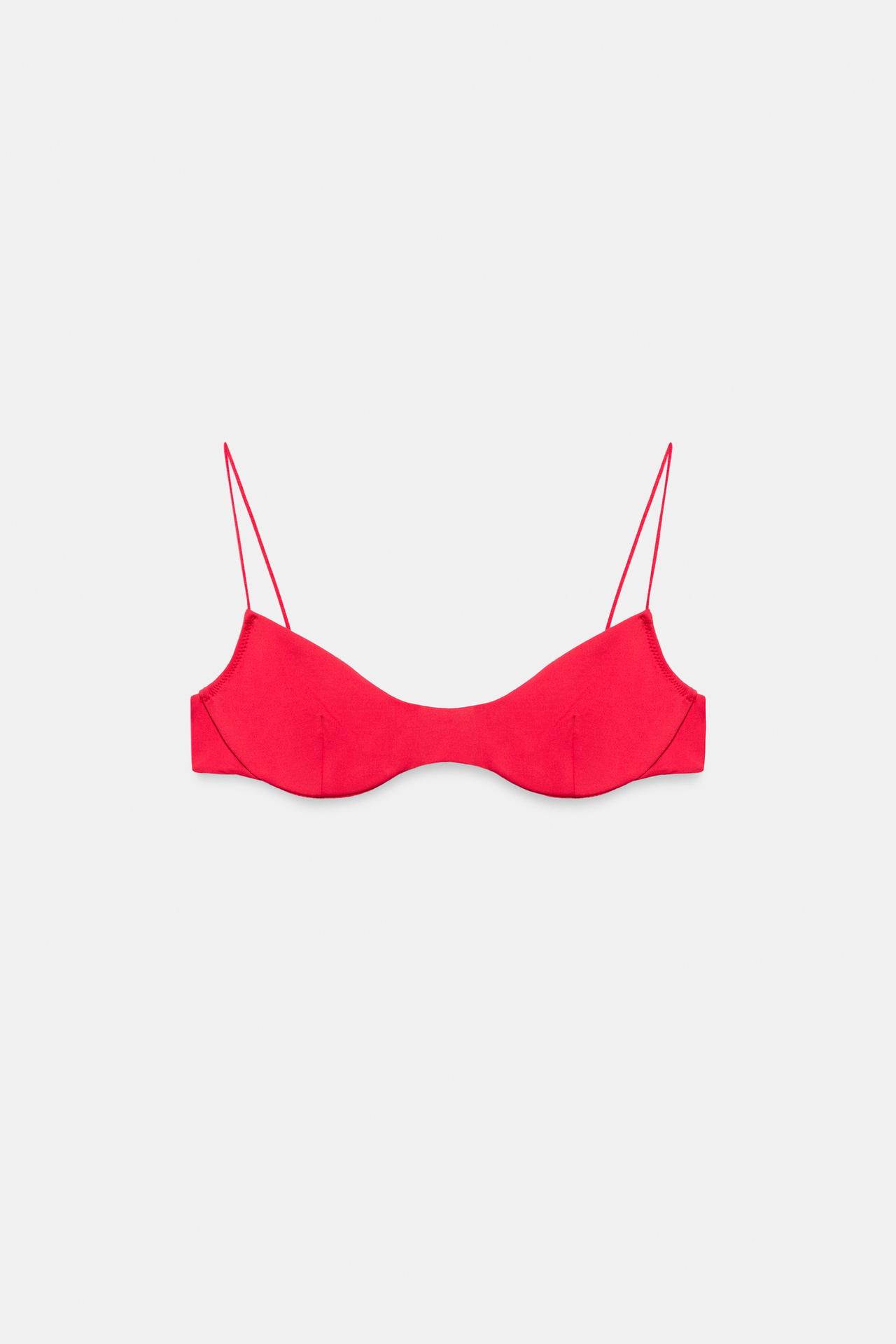 SOLID UNDERWIRE BIKINI TOP — Red