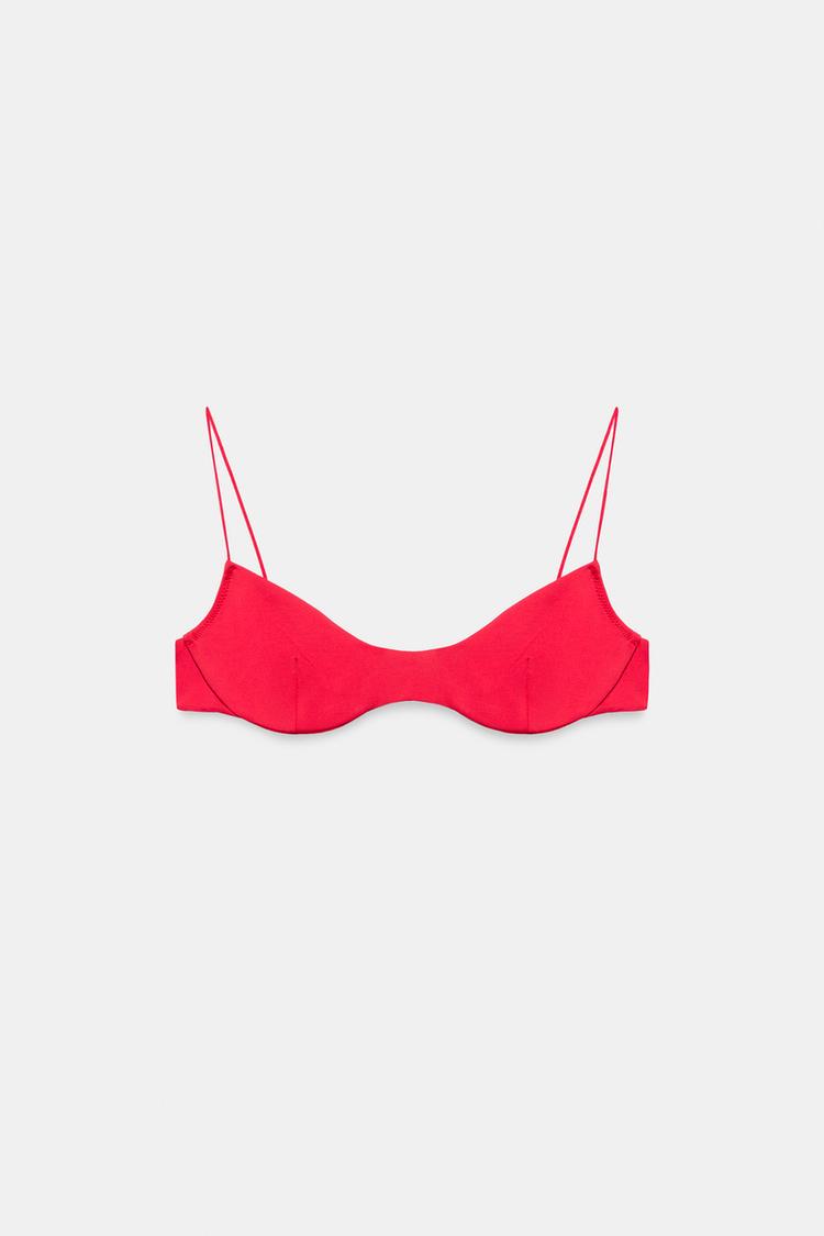 SOLID UNDERWIRE BIKINI TOP — Red