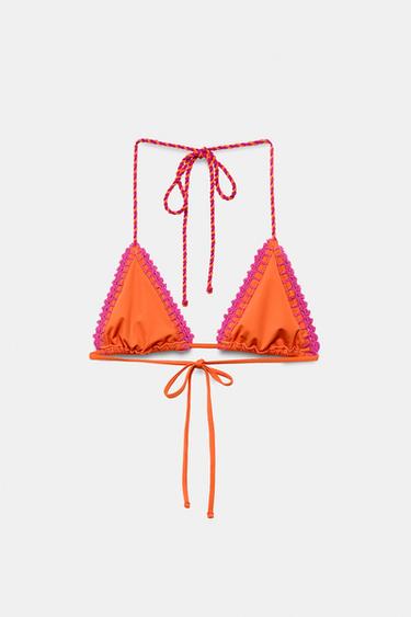 HAUT DE BIKINI TRIANGULAIRE EN CROCHET - Orange de Zara - Image 4