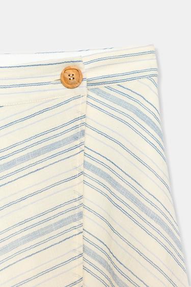 JUPE MI-LONGUE ASYMÉTRIQUE - Écru / Bleu marine de Zara - Image 8