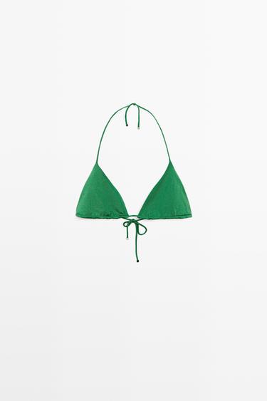 Top bikini triángulo brillante - Verde de Zara - Imagen 0