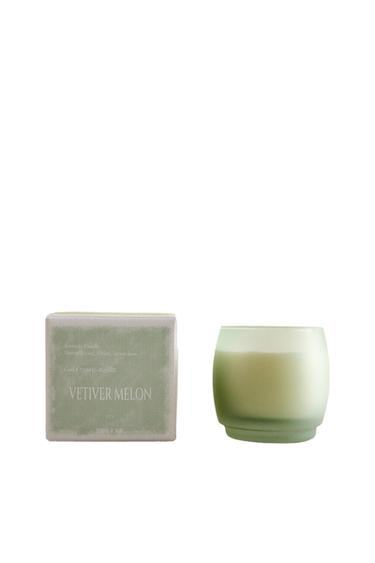Zara (230 G) VETIVER MELON SCENTED CANDLE - Dark bottle green