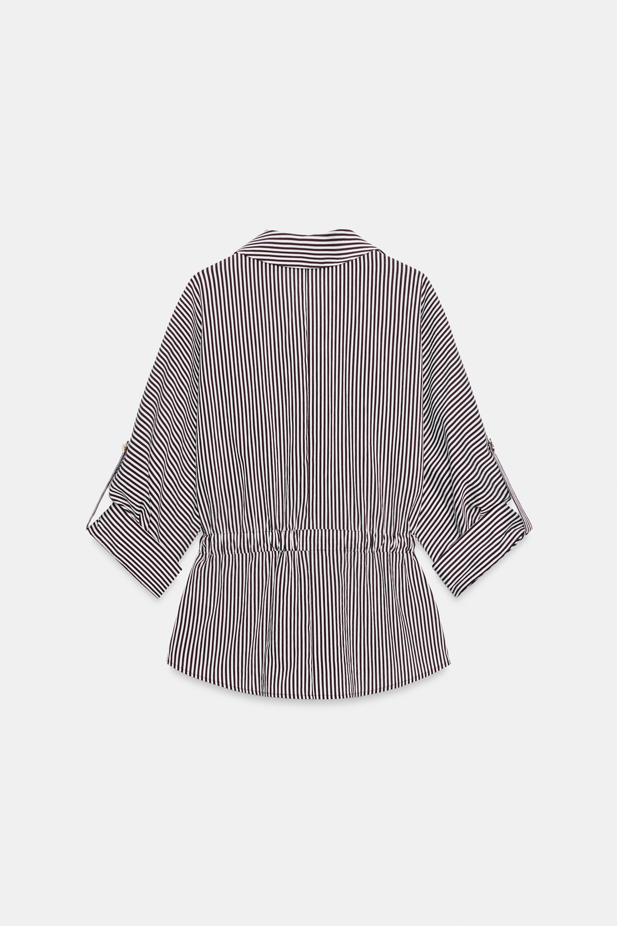 Женские рубашки Zara STRIPED SAFARI SHIRT — фото 7