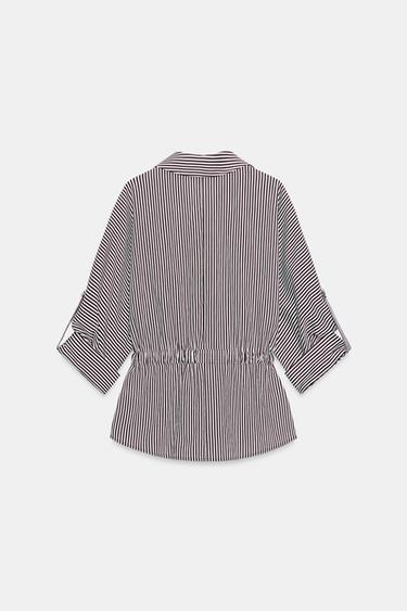 STRIPED SAFARI SHIRT - brown/white by Zara - Image 6