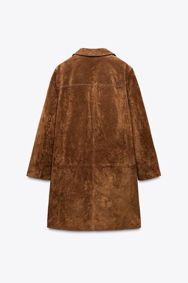 100% SUEDE LEATHER COAT ZW COLLECTION LIMITED EDITION - Tobacco by Zara - Image 5