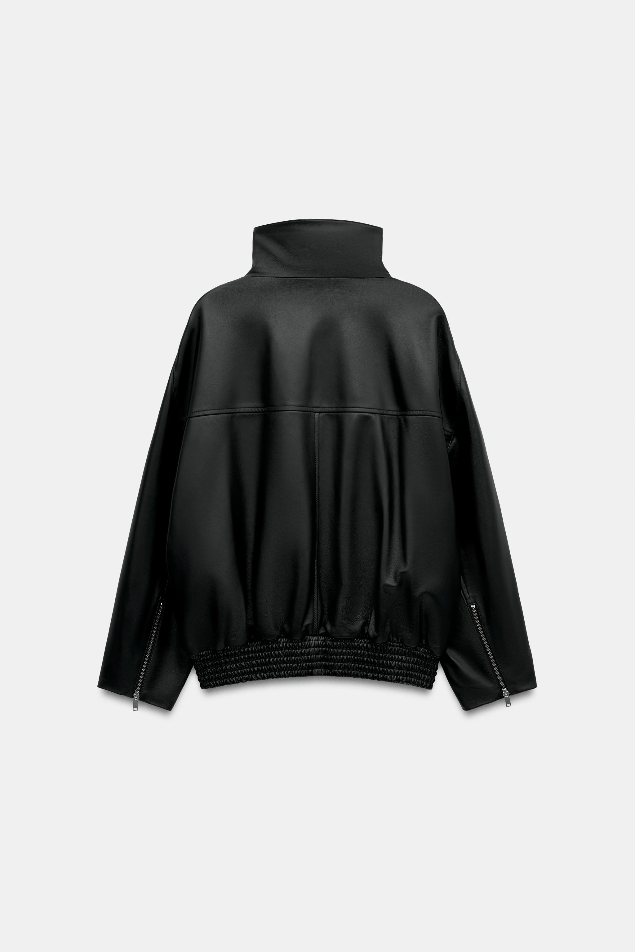 JAQUETA DE COURO 100% COM ZÍPER ZW COLLECTION - Preto | ZARA Brasil