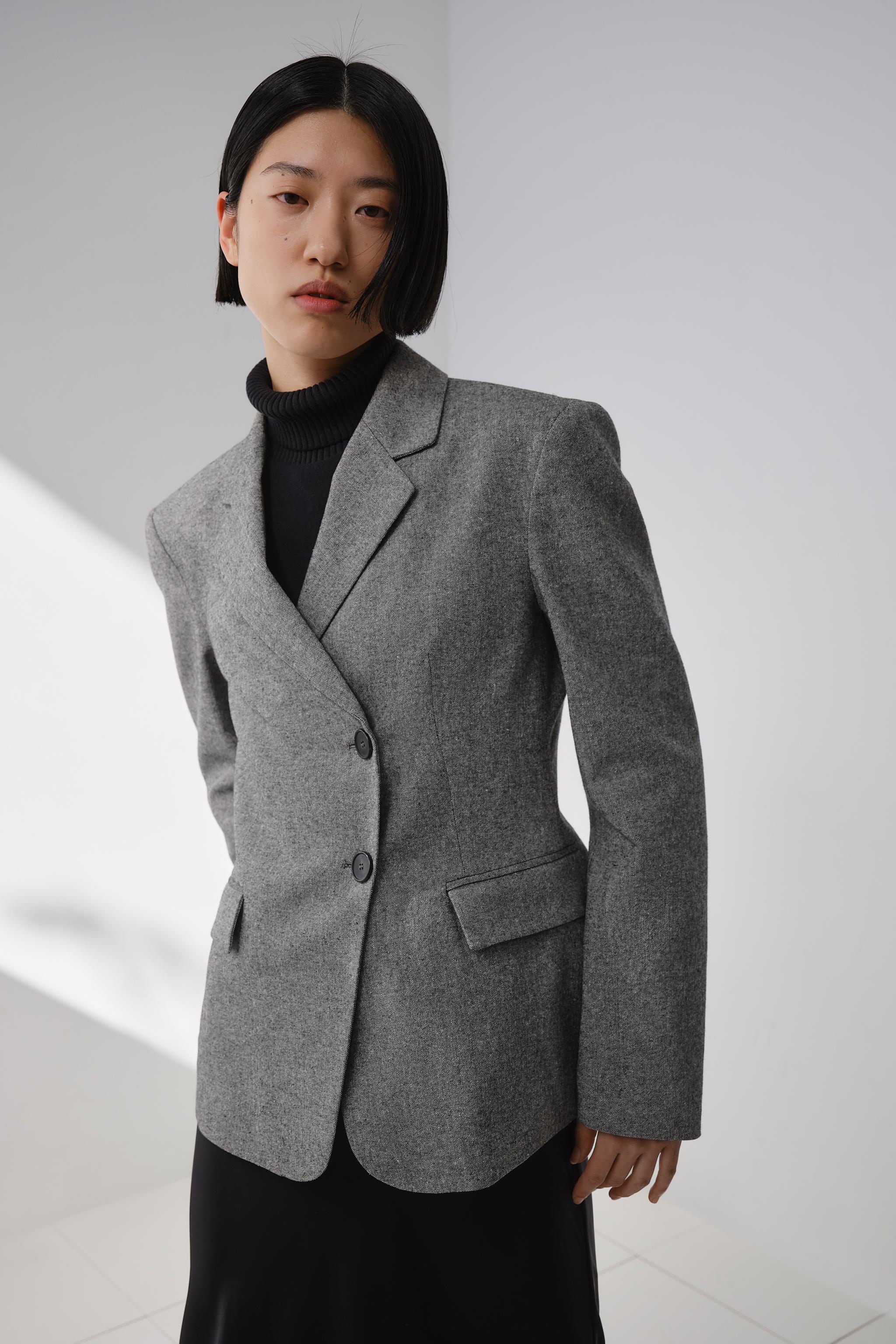 霜降りダブルブレストブレザー - サンド/ブラック | ZARA Japan