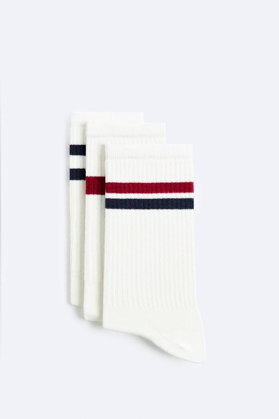 PACK OF 3 STRIPED SOCKS White ZARA United Kingdom