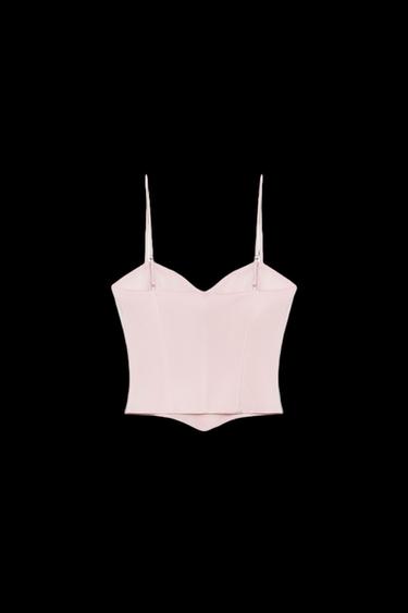 SATIN CORSETRY-INSPIRED TOP - Chalk pink by Zara