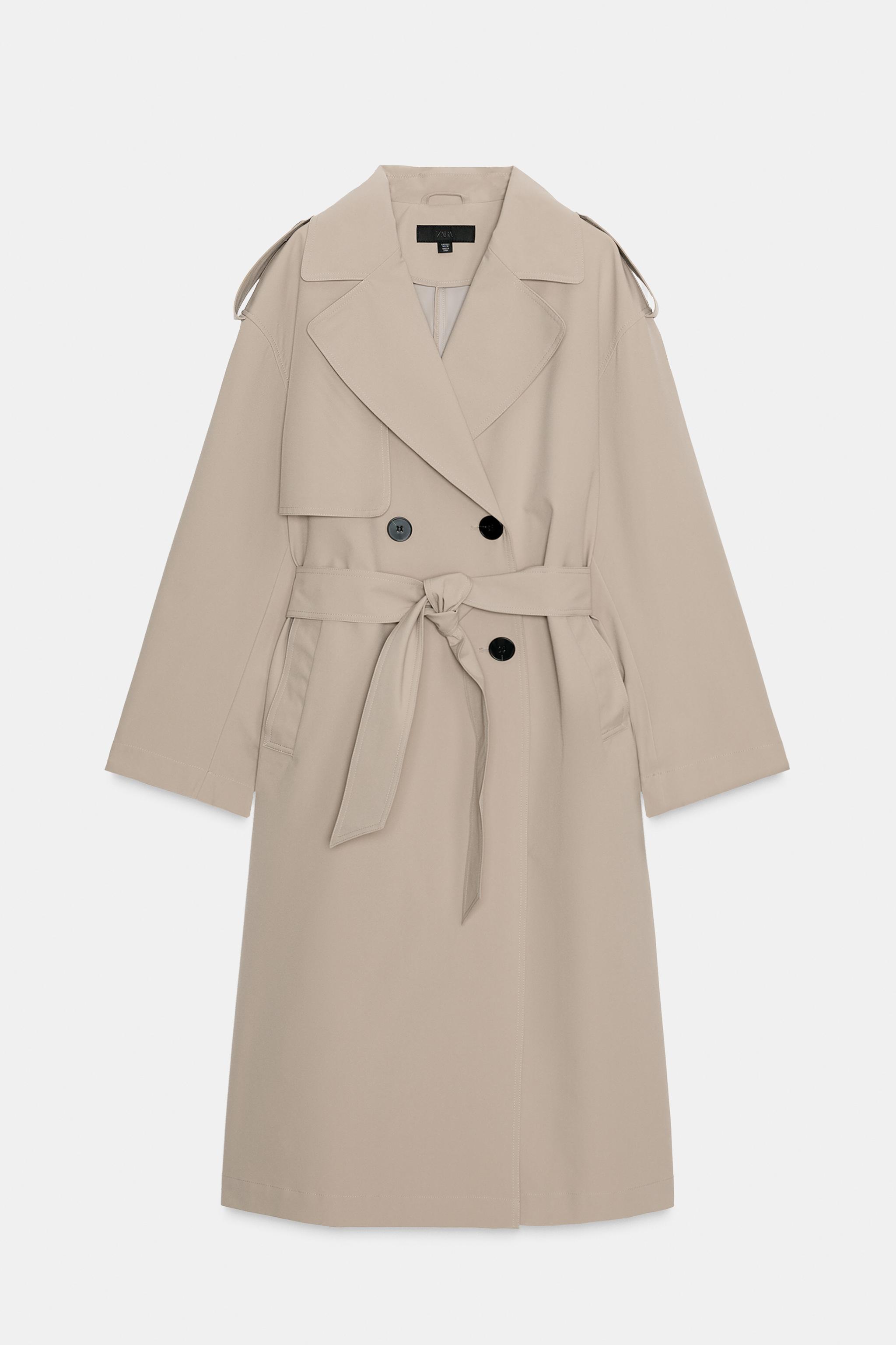 ZARA ウォーターレペント トレンチコート／L WATER REPELLENT MANTECO TRENCH COAT - Black | ZARA United States