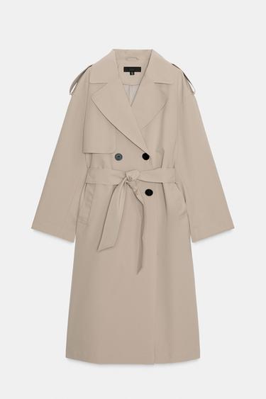 WINDPROOF WATER REPELLENT LONG TRENCH COAT WITH BELT - camel by Zara