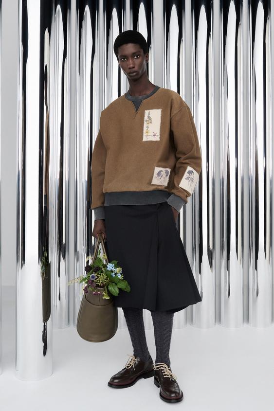 KONTRAST-PATCHES-SWEATSHIRT - Cremefarben / Braun von Zara - Bild 0