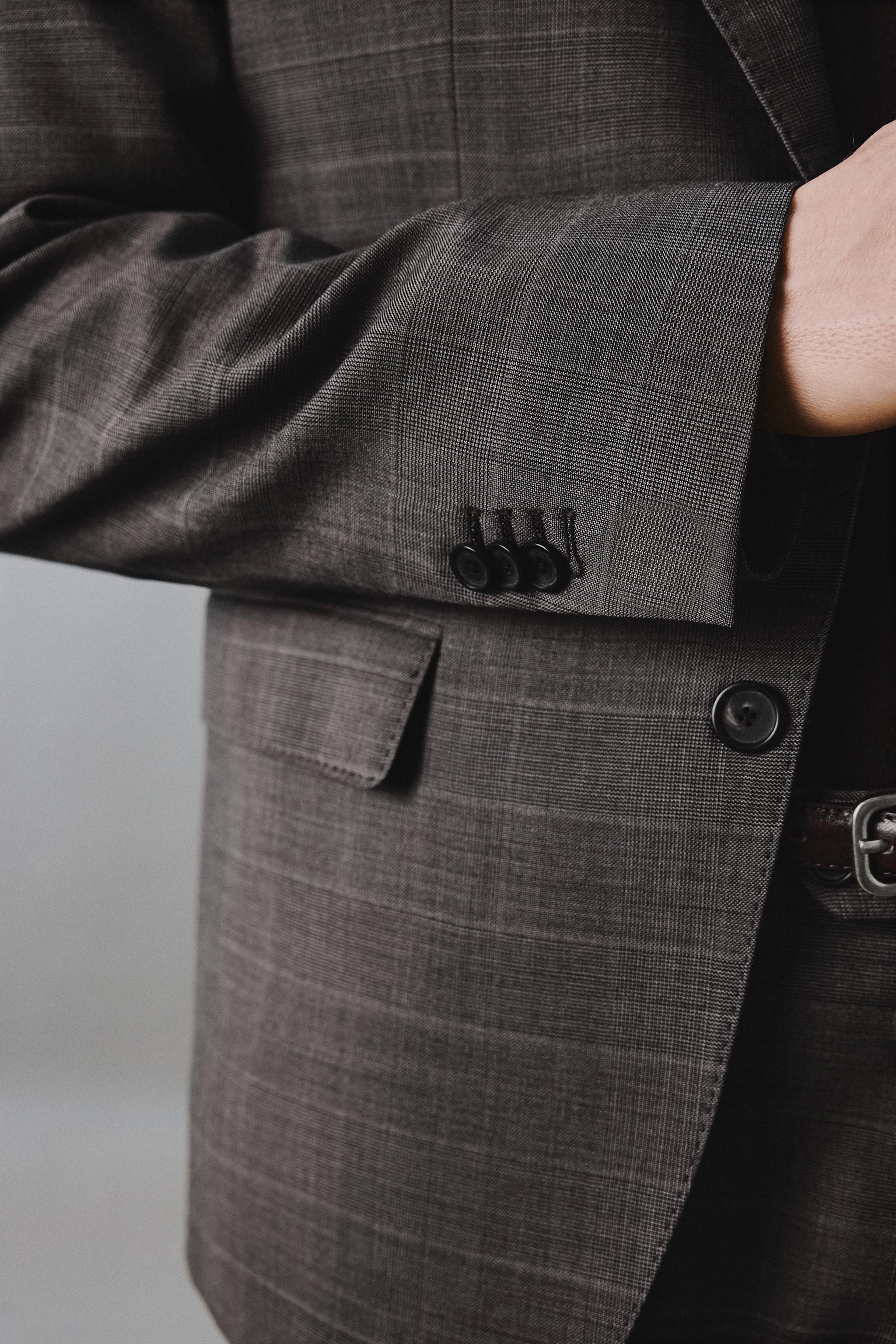 100% WOOL PLAID SUIT BLAZER