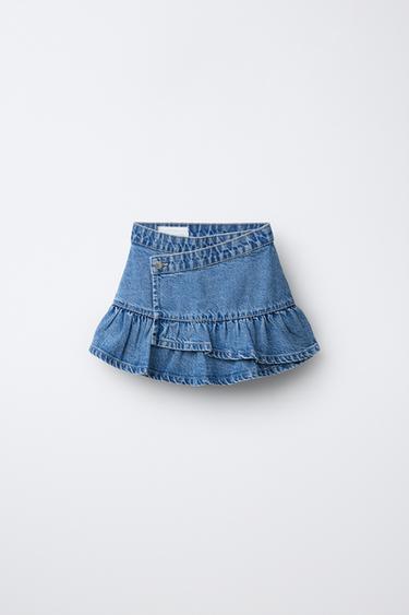 JUPE PARÉO DENIM - Bleu de Zara