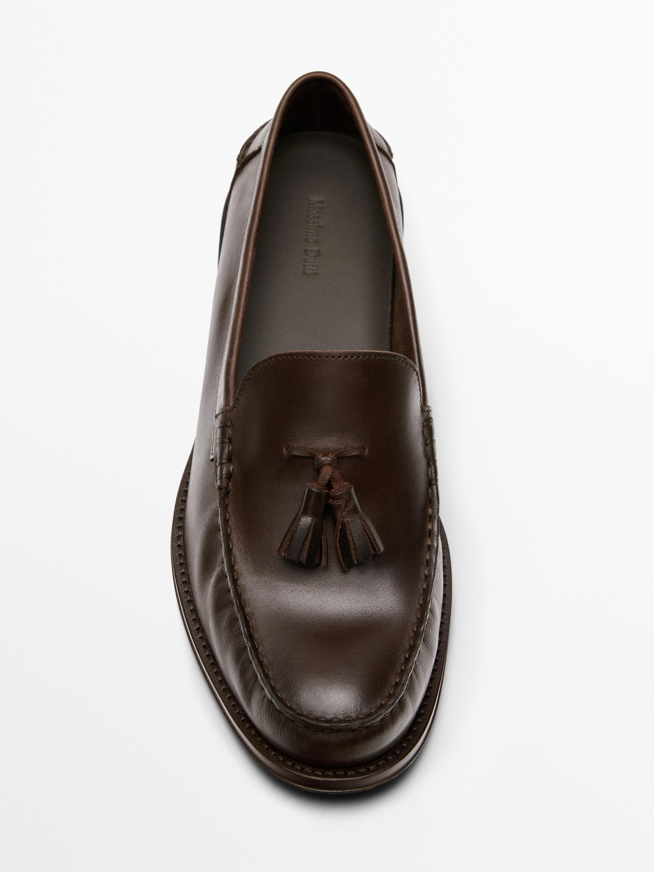 Mocassin à pampilles en cuir gras souple