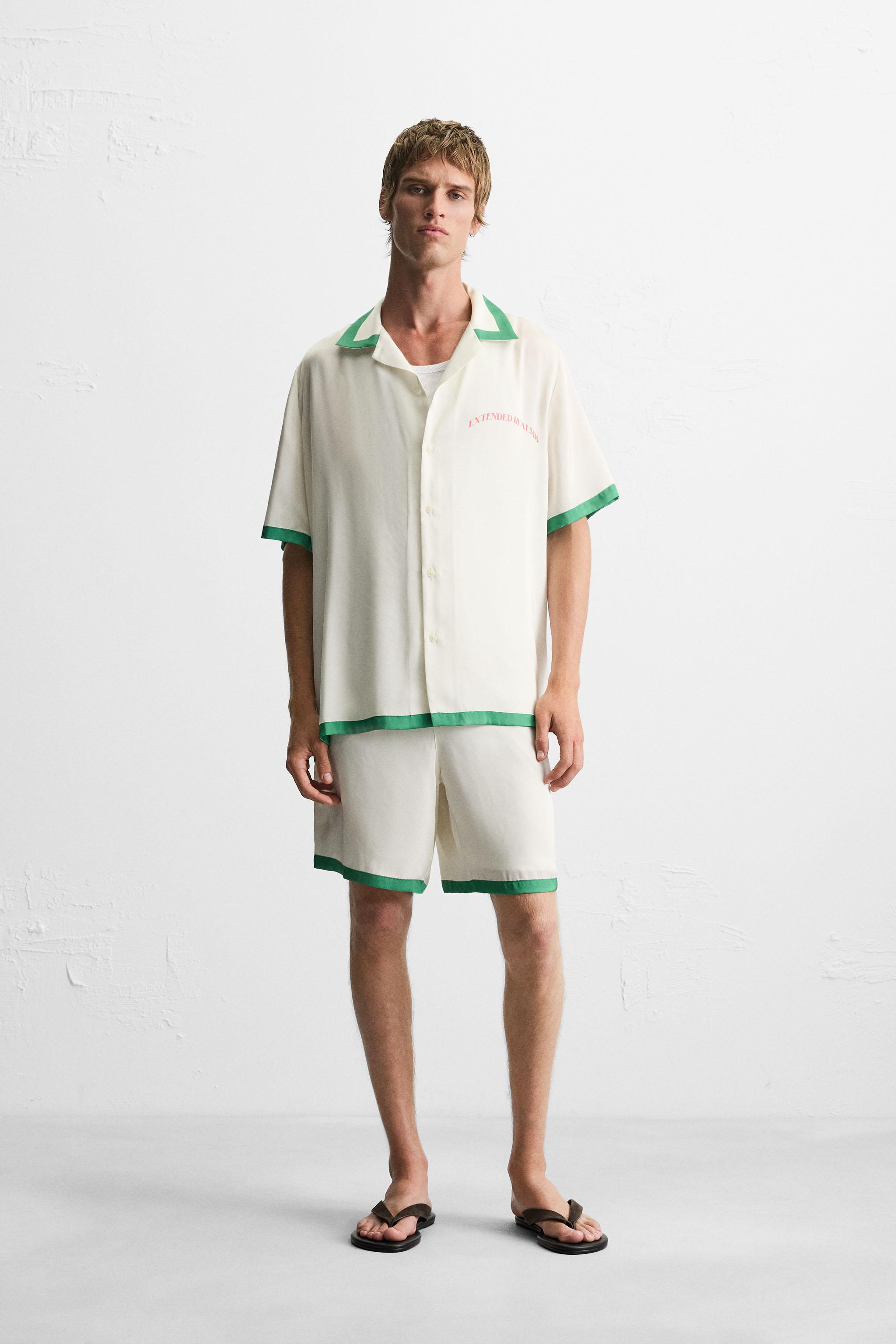 SATIN SHORTS WITH CONTRAST STRIPES