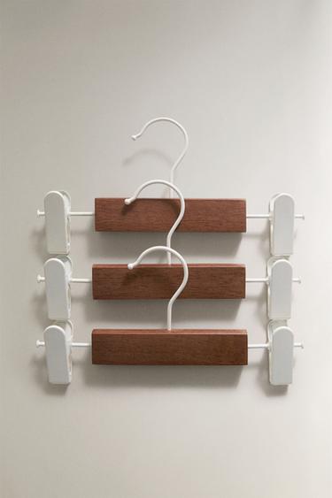 Zara KIDS’ WOODEN CLIP HANGERS (SET OF 3) - Dark brown - Image 0