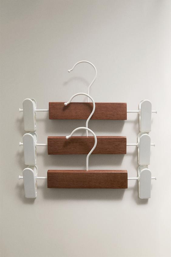 PACK OF CHILDREN'S WOODEN PEG HANGERS (PACK OF 3) - Dark brown by Zara - Image 0