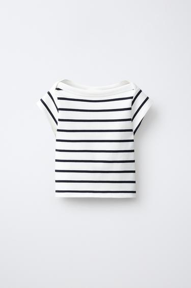 RIBBED BOAT NECK T-SHIRT - Stripes by Zara - Image 0
