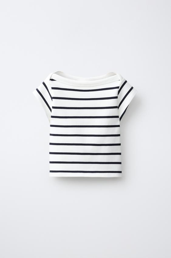 RIBBED BOAT NECK T-SHIRT - Stripes by Zara - Image 0