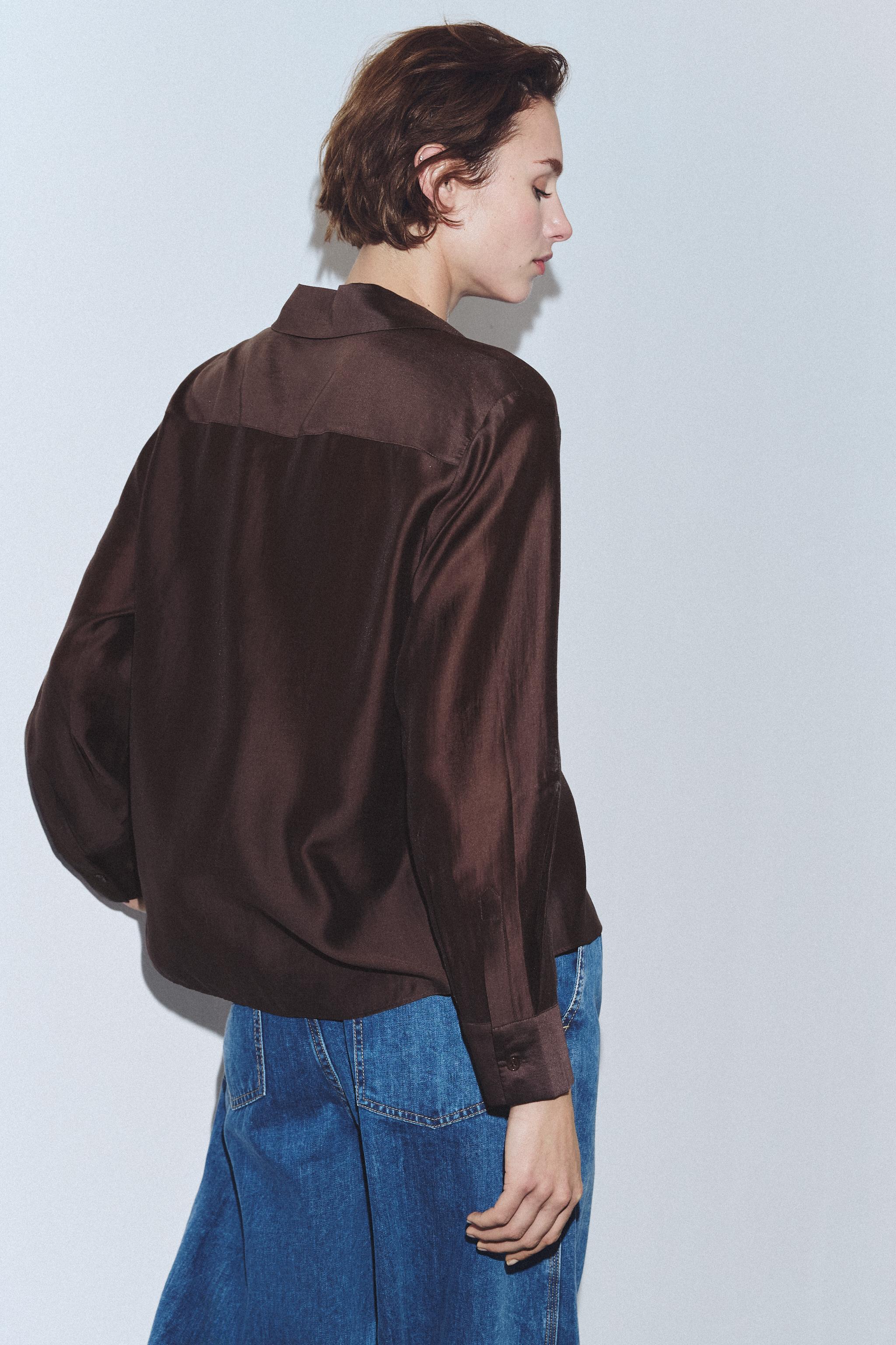 ZW COLLECTION EMBROIDERED POCKET SHIRT - Oyster-white | ZARA South