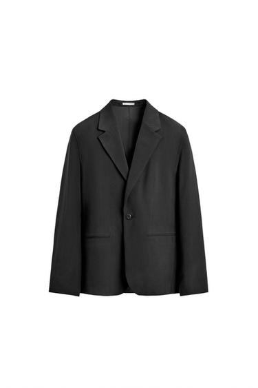 ÁO KHOÁC BLAZER VẢI RŨ DÁNG RELAXED FIT - Màu đen từ Zara