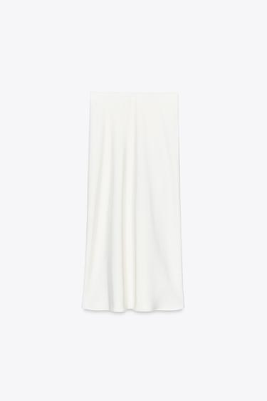 SATIN MIDI SKIRT WITH LACE - Ecru by Zara - Image 7