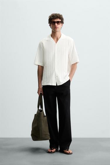 CAMISA JACQUARD DE ALGODÃO - VISCOSE - Branco da Zara - Imagem 0