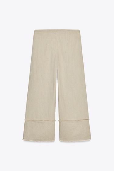 RUSTIC FRAYED TROUSERS - Sand by Zara