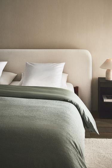 TEXTURED COTTON DUVET COVER - Green by Zara