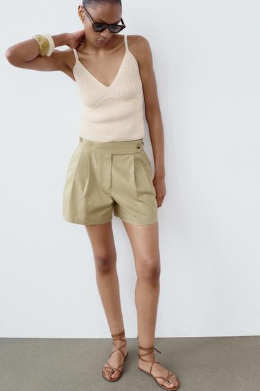 ШОРТЫ КАРГО С ХЛЯСТИКАМИ ПО БОКАМ — МЯГКИЙ КАШТАНОВЫЙ от Zara — изображение 0