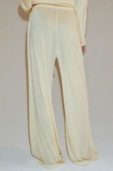 STRAIGHT-LEG FLOWING TROUSERS - Yellow by Zara - Image 4
