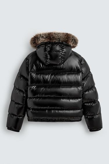 HOODED 100% FEATHER DOWN PUFFER JACKET - Black by Zara - Image 8