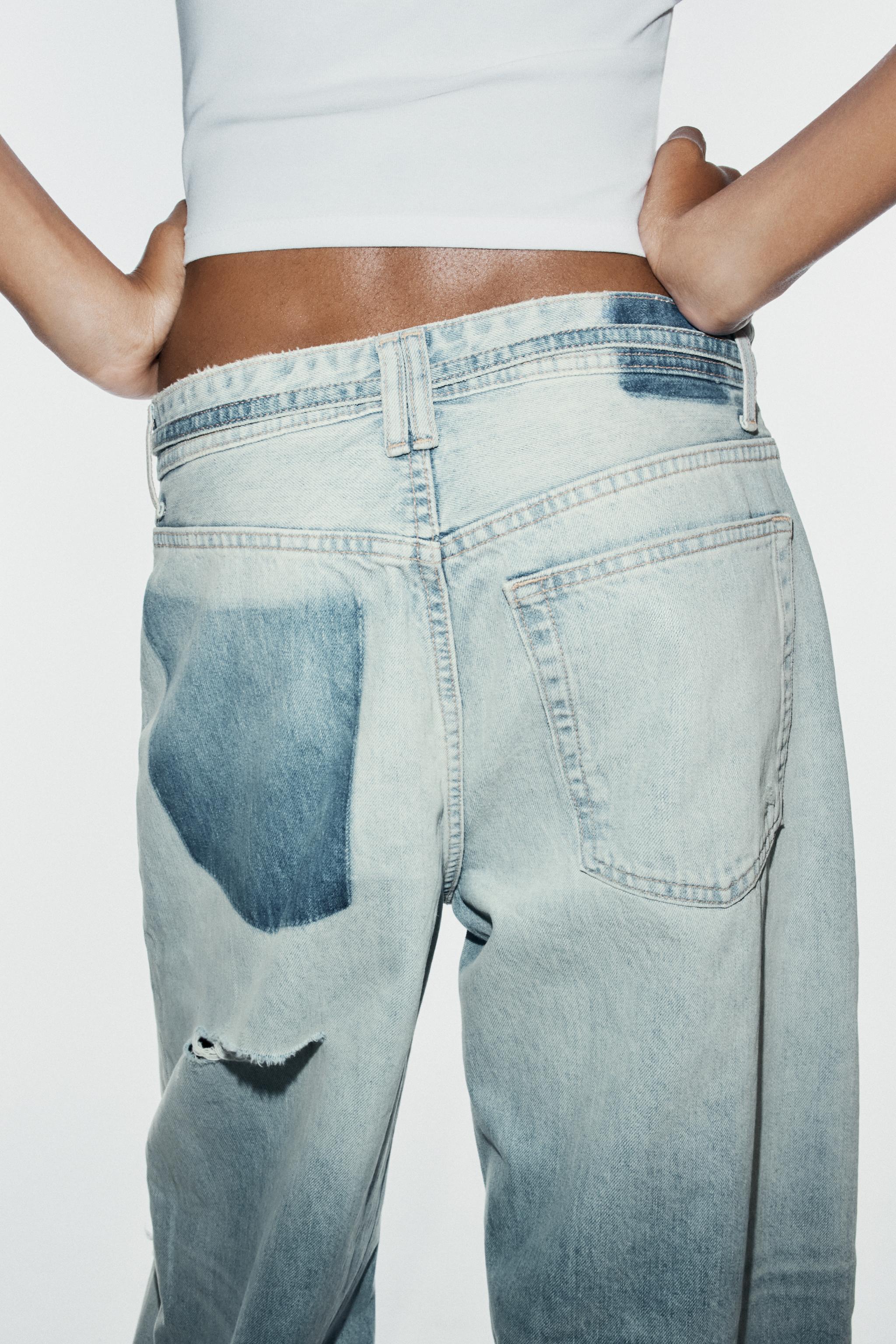 Женские джинсы Zara TRF MID-RISE BAGGY DISTRESSED BELTED JEANS — фото 6