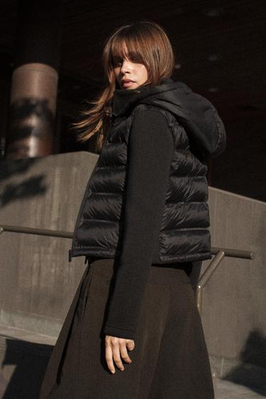 CHAQUETA ACOLCHADA EFECTO NEOPRENO - Negro de Zara