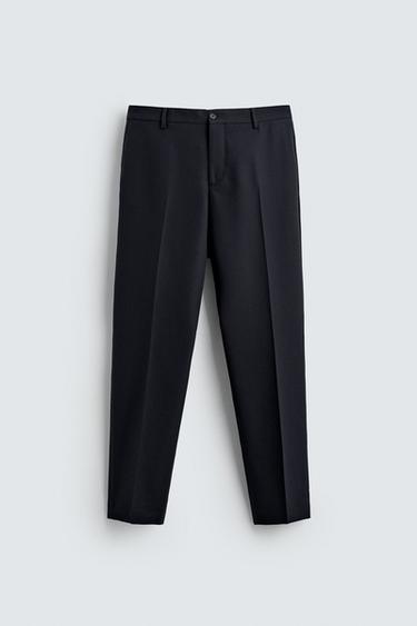 PANTALÓN TRAJE CON LANA - Marino de Zara