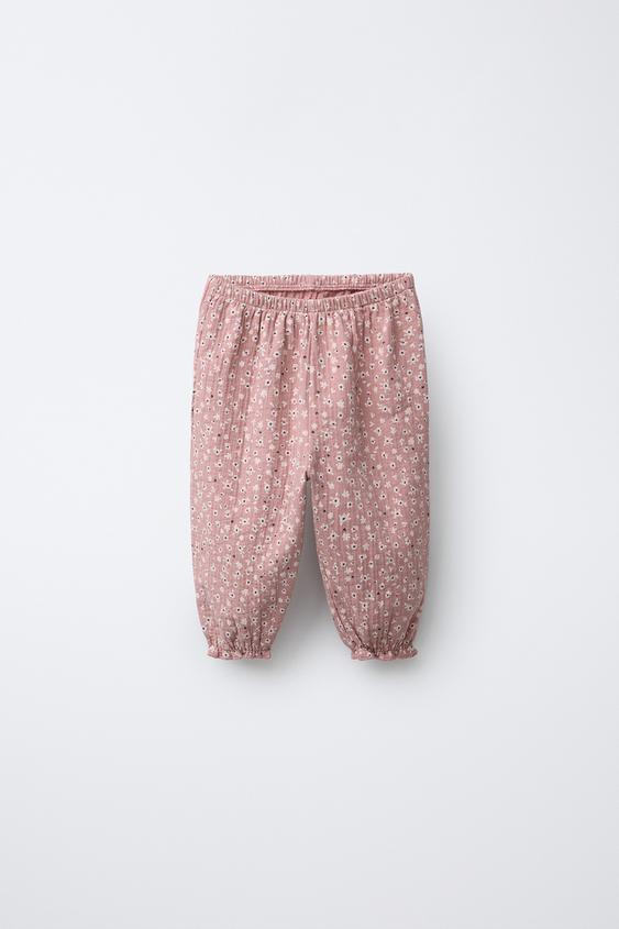 PANTALÓN JOGGER ESTAMPADO FLORES - Rosa de Zara - Imagen 0
