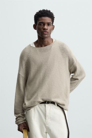 RELAXED FIT TEXTURED SWEATER - Brown / Taupe by Zara