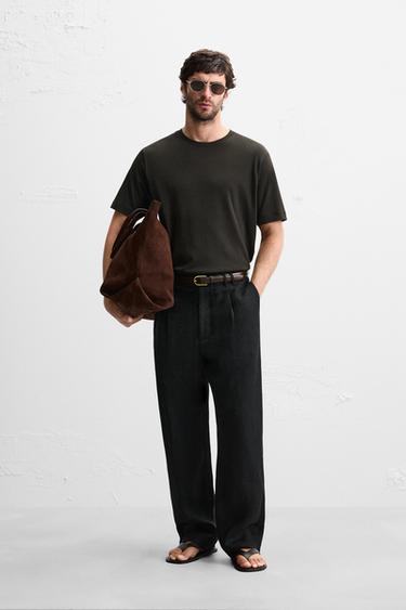 SUPIMA ® COTTON REGULAR FIT T-SHIRT - Dark brown by Zara - Image 0