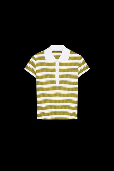 POLO CANALÉ RAYAS - Blanco / Verde de Zara - Imagen 0
