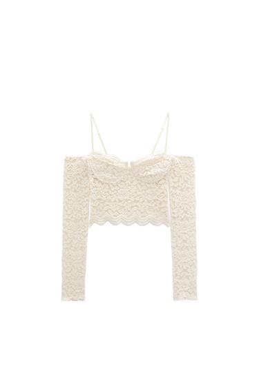 LACE TOP WITH ARM WARMERS