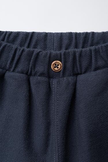 PANTALON EN SERGE À BOUTON - Bleu marine de Zara - Image 2