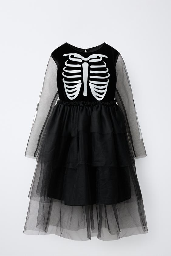 Детское платье Zara Skeleton Tulle Costume, цвет: Чёрный
