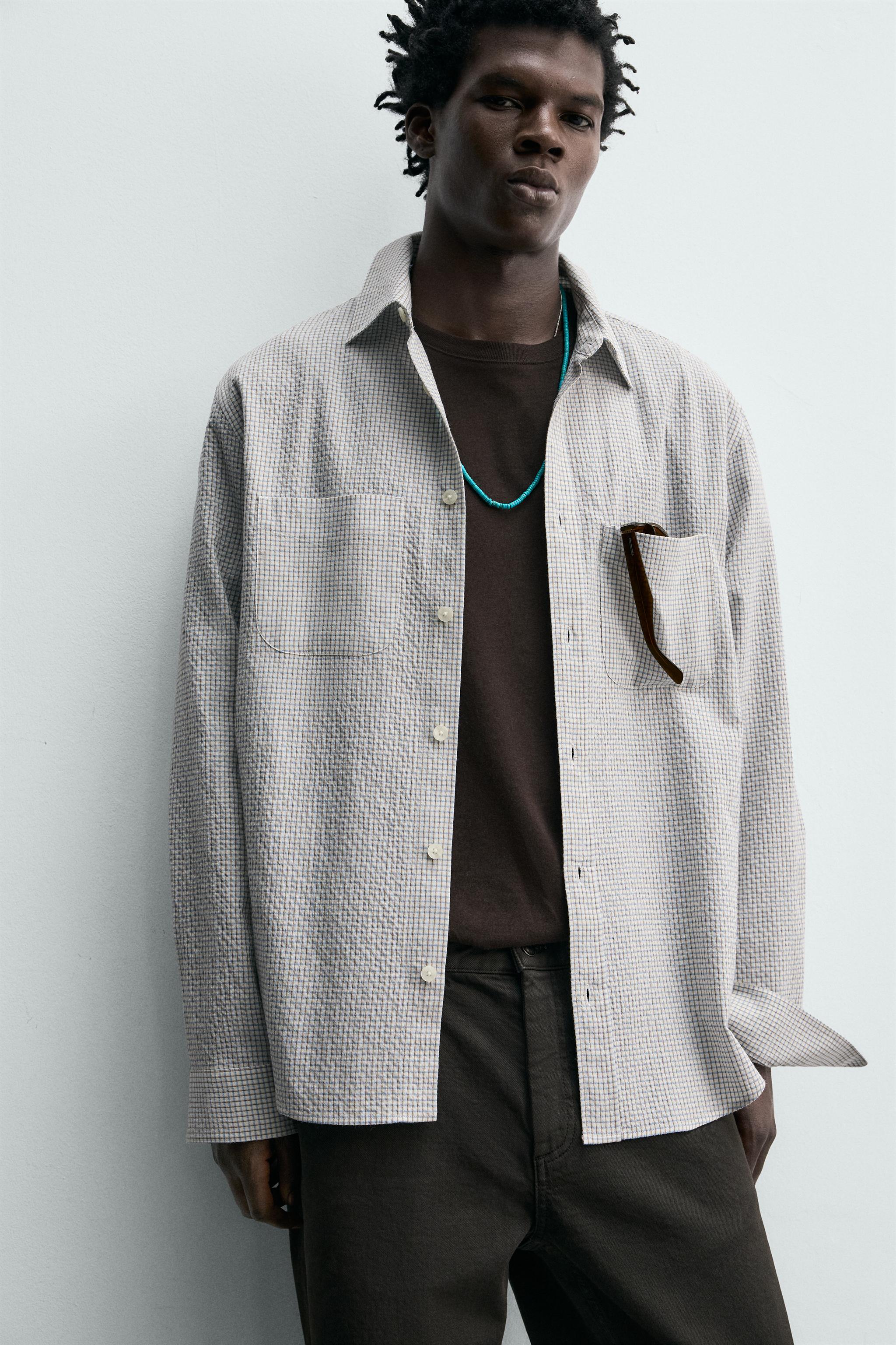 CHEMISE À CARREAUX TEXTURÉE