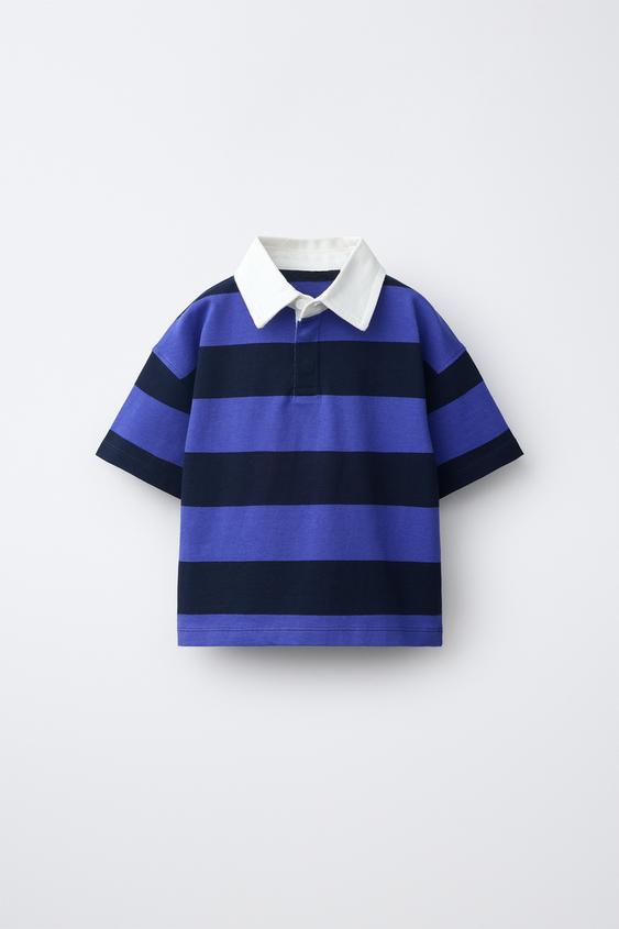 POLO RAYAS CUELLO CONTRASTE - Azul de Zara - Imagen 0