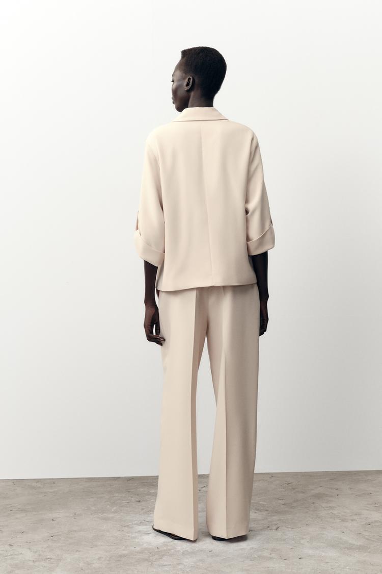 DOUBLE BREASTED BLAZER WITH TABBED SLEEVES