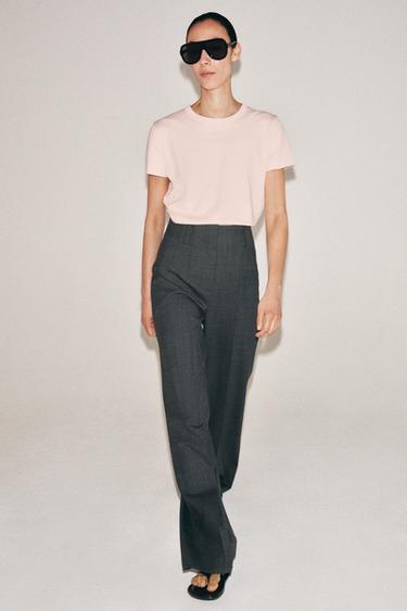 Zara INTERLOCK SHORT SLEEVE T-SHIRT - Pastel pink