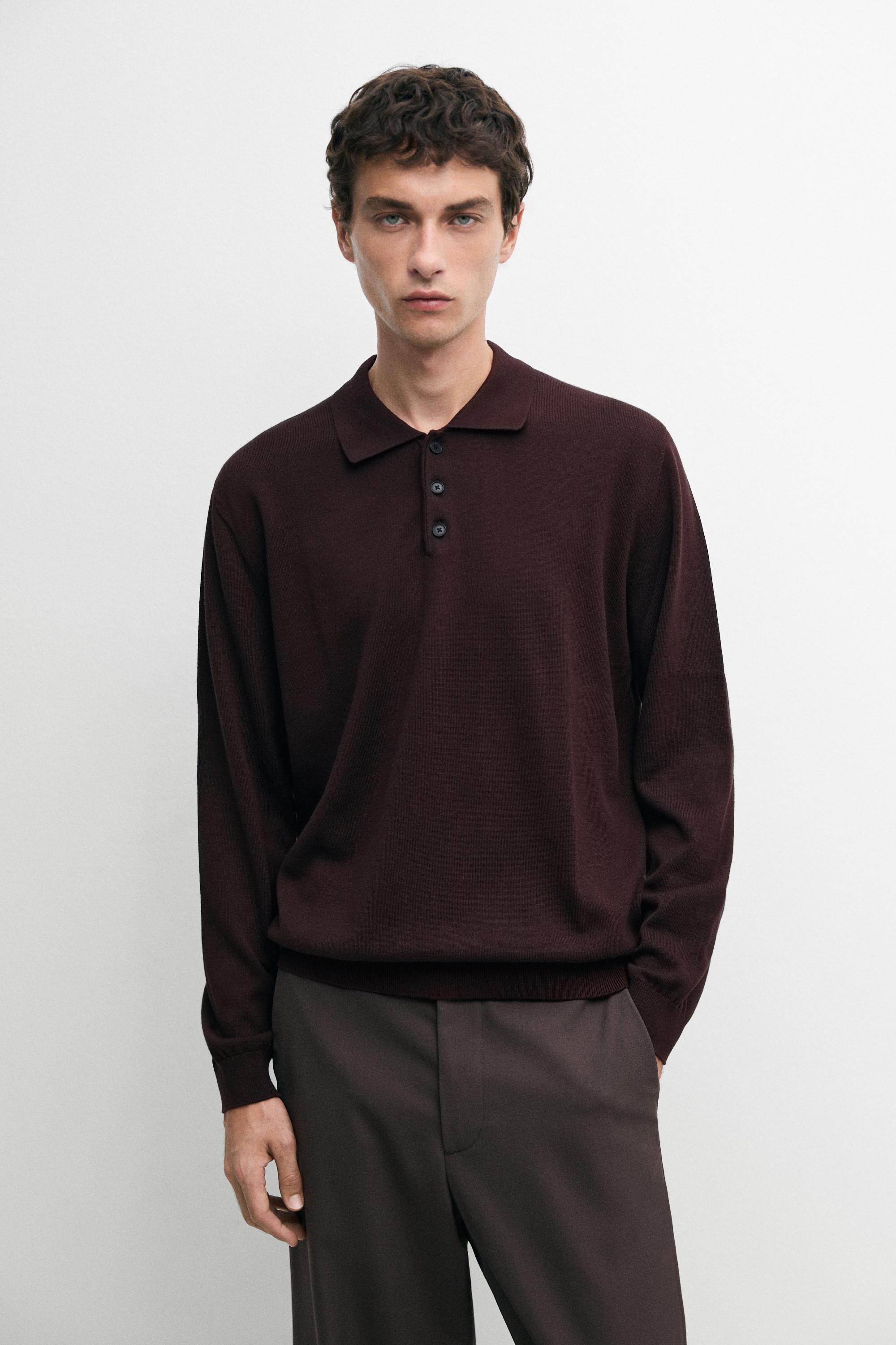 100% cotton knit polo sweater — TYEFUXIA
