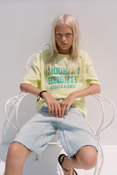 SLOGAN PRINT T-SHIRT - Lime by Zara